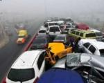 یک اتفاق نادر در ایران: تصادف زنجیره ای ۳۰ خودرو در برف بدون تلفات جانی