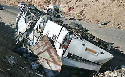 اخبار,اخبارحوادث,  واژگونی اتوبوس مسافربری در شمال ایران