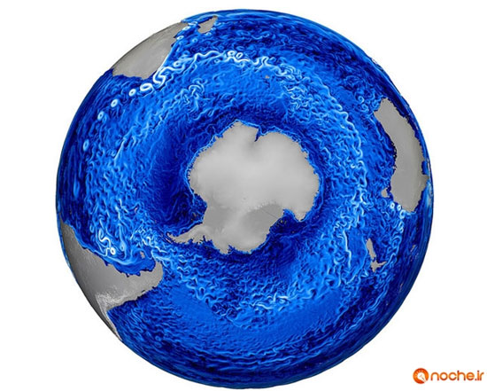 امواج و گرداب‌های زیبای جنوبگان در تصویر شبیه‌سازی شده