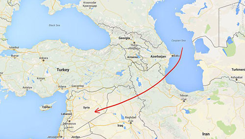 عکس: مسیر شلیک موشک روسیه به داعش