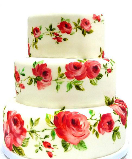 نقاشی روی کیک تولد,نقاشی روی کیک با خامه,نقاشی روی کیک چند طبقه