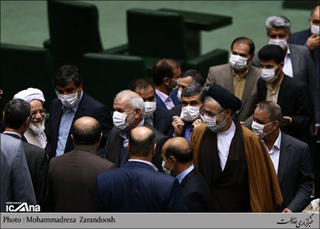 اخبار,اخبارسیاسی,حضور اعتراضی نمایندگان با ماسک در مجلس