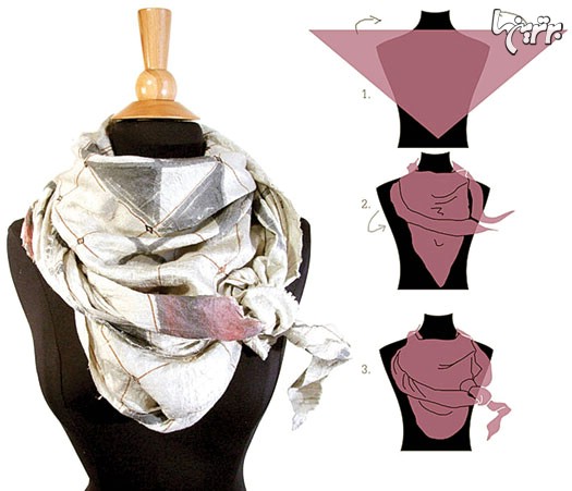 4 روش خلاقانه برای بستن روسری چهارگوش