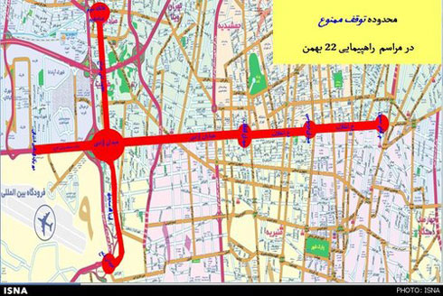 اخبار,اخباراجتماعی , محدوده ترافیکی   برگزاری راهپیمایی 22 بهمن