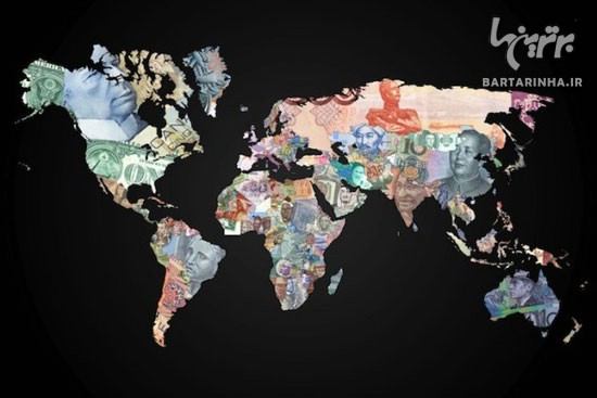 ساخت نقشه زمین با پول کشور ها +عکس
