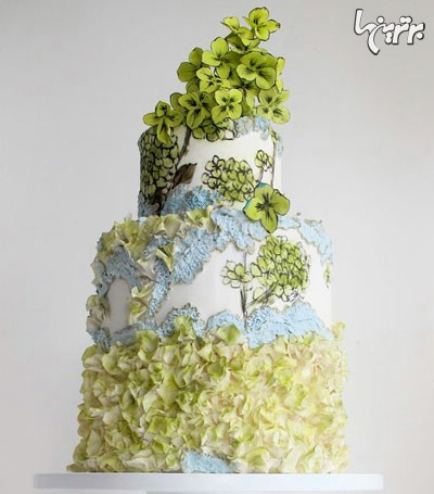 کیک های عروسی گلدار و نحوه درست کردن فوندان