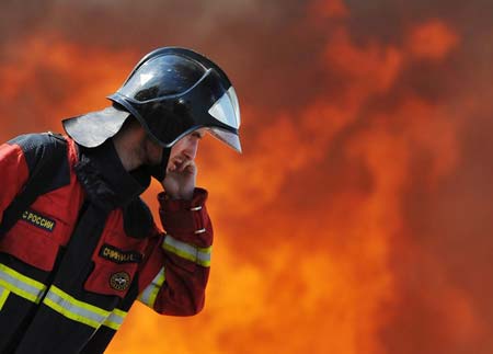 آتش سوزی در بازاری در مسکو