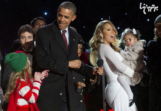 رقص اوباما و خانواده روی صحنه +فیلم
