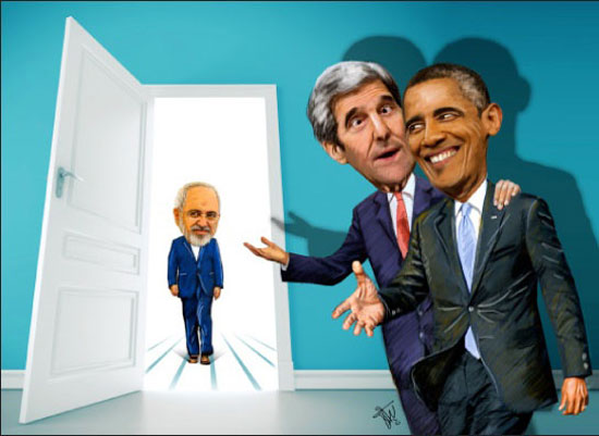 دو کاریکاتور متفاوت از دیدار اتفاقی ظریف و اوباما