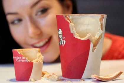 فنجان های خوردنی برای قهوه، ابتکار جدید کی اف سی + عکس