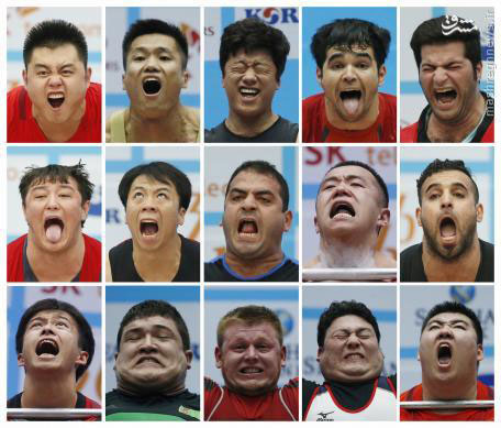 عکس: چهره جالب ورزشکاران زیر وزنه