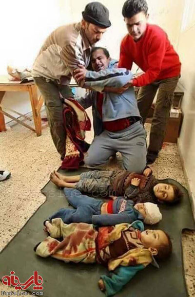 عکس: پدر سوری بر سر جنازه 3 کودکش