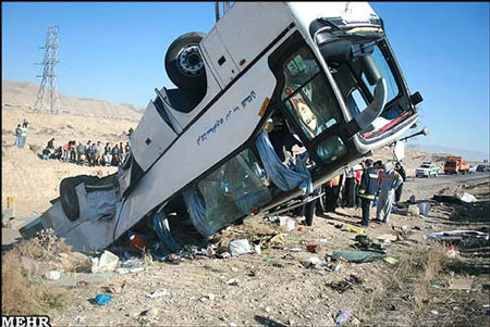 اخبار,اخبار حوادث,واژگونی اتوبوس درمازندران