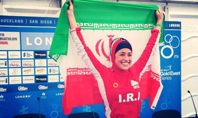  حضورنخستین زن ایرانی در مسابقات ورزش سه گانه در عرصه 