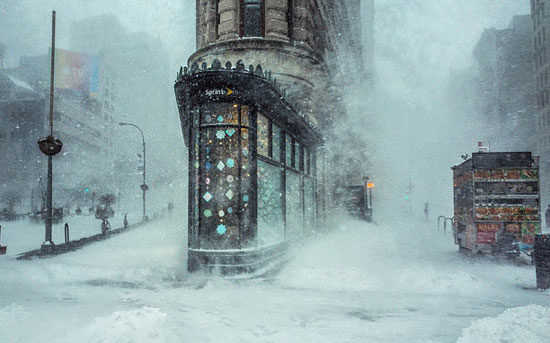 هوای برفی و طوفانی آمریکا، فرصتی برای ثبت یک عکس زیبا، شبیه به یک تابلوی امپرسیونیسمی، شد!