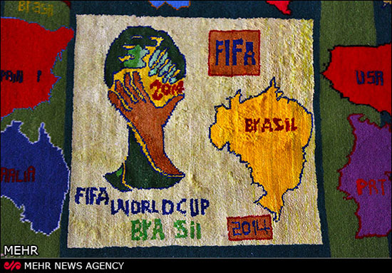 جام جهانی برزیل درتاروپود تابلو فرش ایرانی