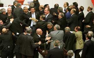 اخبار,اخبار بین الملل , درگیری نمایندگان پارلمان ترکیه