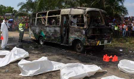 اخبار ,اخبار حوادث ,آتش‌سوزی اتوبوس کودکان در کلمبیا