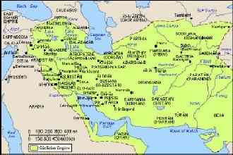 نقشه قلمرو ایران در اواخر عهد ساسانیان و پیش از حمله نظامی عرب 