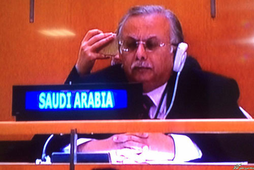 عکس: اخم نماینده سعودی هنگام نطق روحانی