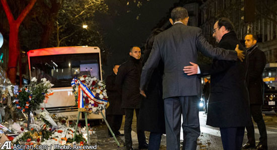عکس: ادای احترام اوباما به قربانیان پاریس