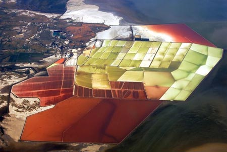 دیدنی های خلیج سان فرانسیسکو,استخرهای رنگارنگ نمک,تصاویر فرآیند تولید نمک