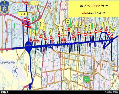 اخبار,اخباراجتماعی , محدوده ترافیکی   برگزاری راهپیمایی 22 بهمن