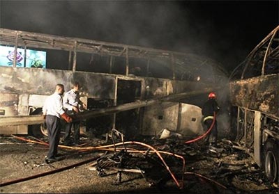 اخبار,تصادف دو اتوبوس مسافربری اسکانیا 