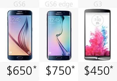 اخبار,اخبار تکنولوژی,مقایسه میان گوشی های Galaxy S6 ، S6 Edge و LG G3