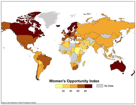 اشتغال زنان,بهترین کشورها برای اشتغال زنان