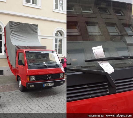 پلیس در آلمان یک اثر هنری را به جای یک ماشین واقعی جریمه کرد + عکس