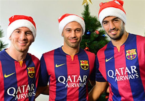 تبریک بازیکنان بارسا به مناسبت کریسمس