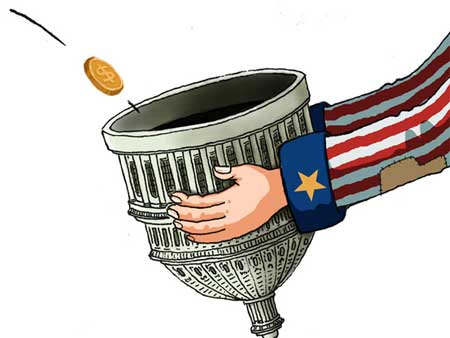 وضعیت اقتصادی دولت آمریکا از نگاه یک کاریکاتوریست چینی