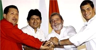 رهبران سوسیالیست چهار کشور آمریکای لاتین به نشانه اتحاد