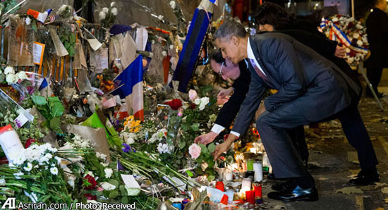 عکس: ادای احترام اوباما به قربانیان پاریس