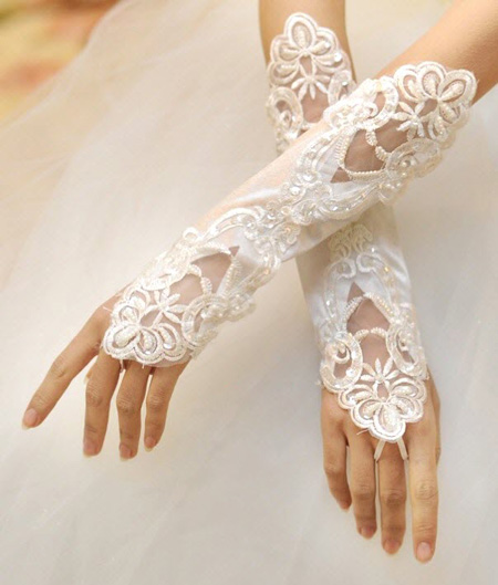دستکش بدون انگشت عروس,دستکش با گیپور عروس