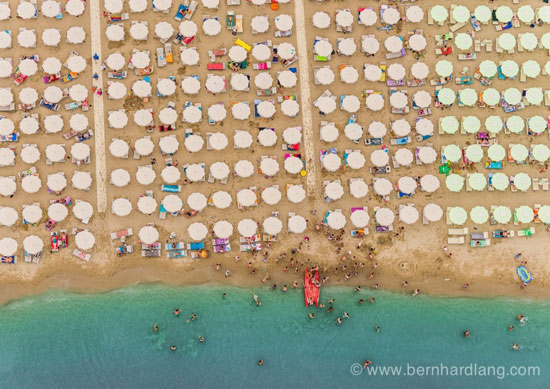 تقارن و آفتاب در تصاویری هوایی از سواحل دریای آدریاتیک