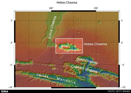 تصاویر سه بعدی مریخ, تصویر سه‌بعدی از دره Hebes Chasma