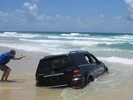 نتیجه بردن خودرو شاسی بلند به ساحل