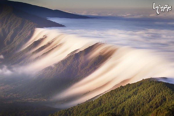 تصویری حیرت انگیز از آبشار ابر در جزایر قناری!