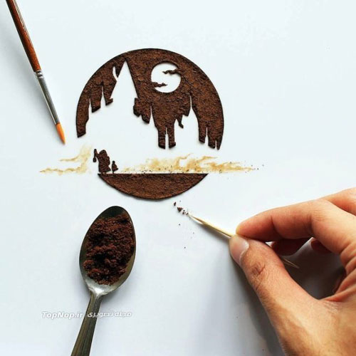 نقاشی های حرفه ای با قهوه