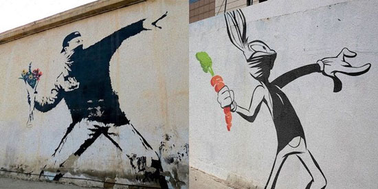 تقلید از مشهور ترین نقاشی های خیابانی به سبک کارتونی