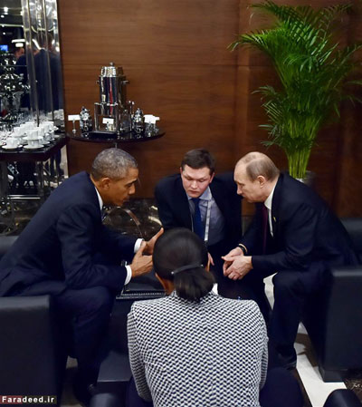 عکس: دیدار غیرمنتظره پوتین و اوباما