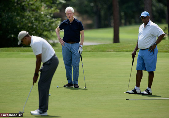 رقابت اوباما و کلینتون در زمین گلف +عکس