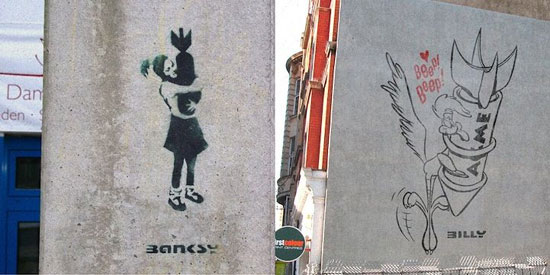 تقلید از مشهور ترین نقاشی های خیابانی به سبک کارتونی