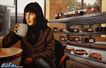 نقاشی قهوه خانه با چای و قهوه