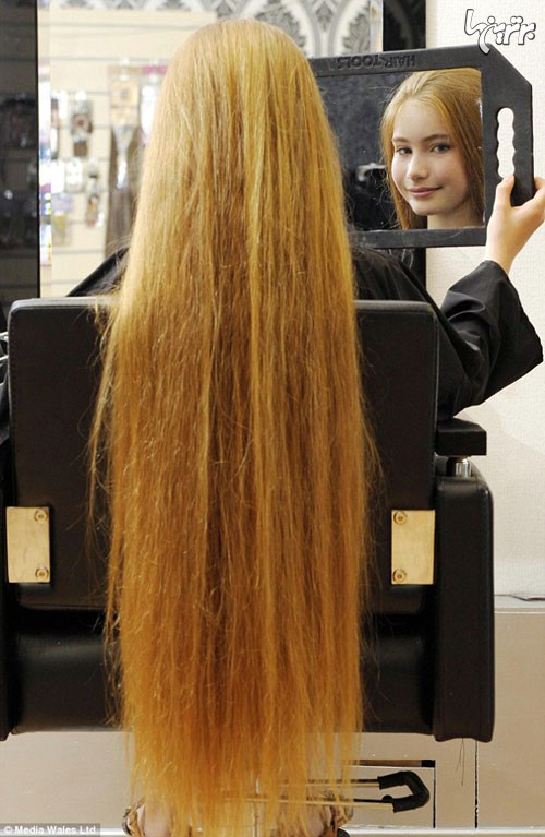 دختر 12 ساله‌ای که یک متر مو دارد