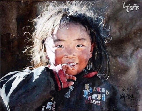 چهره مردم تبت در آبرنگ...