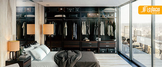 طراحی و دکوراسیون داخلی اتاق خواب همراه با کمد لباس، بررسی 20 نمونه