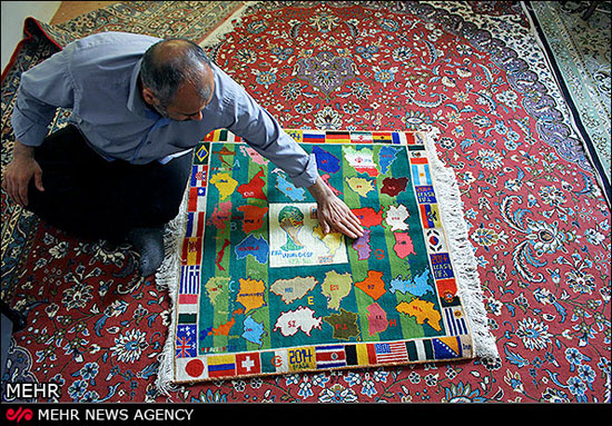 جام جهانی برزیل درتاروپود تابلو فرش ایرانی